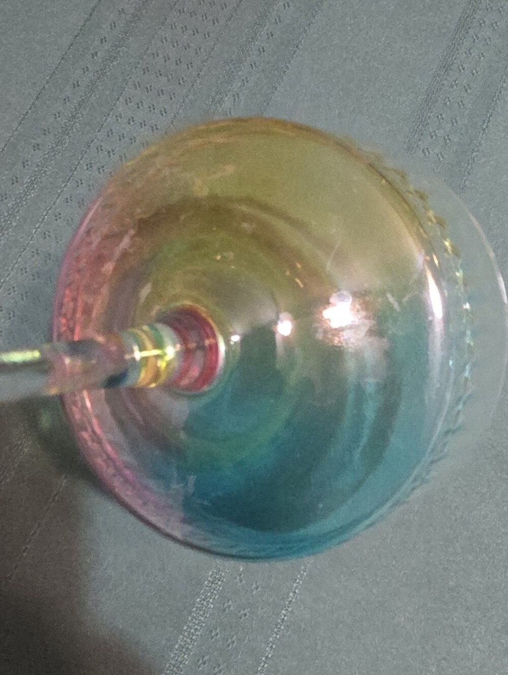 Iridescent Multicolor Glass Orb Stemware Wine Water Goblet Indian Carnival